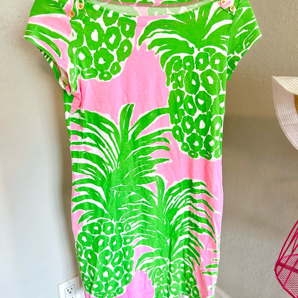 Lilly Pulitzer Pink and Green Pineapple Print Dress